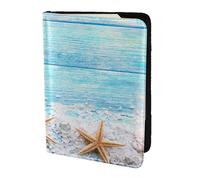 YUNWEIKEJI Étoiles de mer sur sel de mer, Porte-Passeport Portefeuille de Voyage en Cuir PU Étui pour Passeport Couvre-Passeport 5,5 Pouces