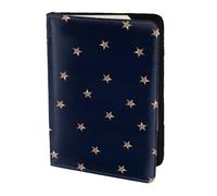 YUNWEIKEJI Étoiles Scintillantes Roses Bleu foncé et Or Rose étoilées, Porte-Passeport Portefeuille de Voyage en Cuir PU Étui pour Passeport Couvre-Passeport 5,5 Pouces