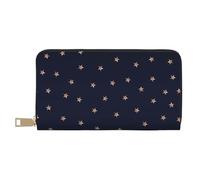 YUNWEIKEJI Étoiles Scintillantes Roses Bleu foncé et Or Rose étoilées, Portefeuille de Grande capacité pour Hommes Femmes Portefeuilles Carte de crédit Portefeuille en Cuir Microfibre