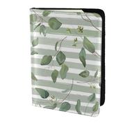 YUNWEIKEJI Eucalyptus Dollar Argent Vert, Porte-Passeport Portefeuille de Voyage en Cuir PU Étui pour Passeport Couvre-Passeport 5,5 Pouces