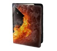 YUNWEIKEJI Feu de Hockey sur Glace, Porte-Passeport Portefeuille de Voyage en Cuir PU Étui pour Passeport Couvre-Passeport 5,5 Pouces