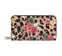 YUNWEIKEJI Fleur Léopard Vintage Imprimée, Portefeuille de Grande capacité pour Hommes Femmes Portefeuilles Carte de crédit Portefeuille en Cuir Microfibre