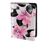 YUNWEIKEJI Fleurs d'hibiscus Tropicales à Feuilles Noires, Porte-Passeport Portefeuille de Voyage en Cuir PU Étui pour Passeport Couvre-Passeport 5,5 Pouces