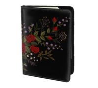 YUNWEIKEJI Fleurs Roses Westernch, Porte-Passeport Portefeuille de Voyage en Cuir PU Étui pour Passeport Couvre-Passeport 5,5 Pouces