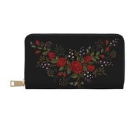YUNWEIKEJI Fleurs Roses Westernch, Portefeuille de Grande capacité pour Hommes Femmes Portefeuilles Carte de crédit Portefeuille en Cuir Microfibre