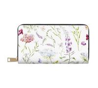 YUNWEIKEJI Fleurs Sauvages Florales aquarelles, Portefeuille de Grande capacité pour Hommes Femmes Portefeuilles Carte de crédit Portefeuille en Cuir Microfibre