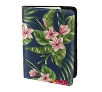 YUNWEIKEJI Fleurs Tropicales Frangipanier Hibiscus, Porte-Passeport Portefeuille de Voyage en Cuir PU Étui pour Passeport Couvre-Passeport 5,5 Pouces