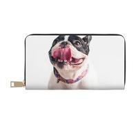 YUNWEIKEJI Heureux Chien Curieux Bouledogue français, Portefeuille de Grande capacité pour Hommes Femmes Portefeuilles Carte de crédit Portefeuille en Cuir Microfibre