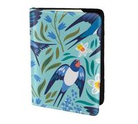 YUNWEIKEJI Hirondelles Volantes Fleurs de Printemps, Porte-Passeport Portefeuille de Voyage en Cuir PU Étui pour Passeport Couvre-Passeport 5,5 Pouces