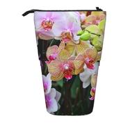 YUNWEIKEJI Impression d'orchidées, Trousse à Crayons télescopique, Porte-Crayon sur Pied avec Pochette à Crayons à Fermeture éclair, Sac à stylos