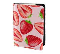 YUNWEIKEJI Impression Fraise Rose Kawaii, Porte-Passeport Portefeuille de Voyage en Cuir PU Étui pour Passeport Couvre-Passeport 5,5 Pouces
