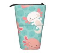 YUNWEIKEJI Kawaii bébé Mignon Axolotl, Trousse à Crayons télescopique, Porte-Crayon sur Pied avec Pochette à Crayons à Fermeture éclair, Sac à stylos