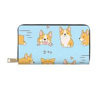 YUNWEIKEJI Kawaii Corgi Chien Mignon, Portefeuille de Grande capacité pour Hommes Femmes Portefeuilles Carte de crédit Portefeuille en Cuir Microfibre