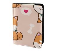 YUNWEIKEJI Kawaii Mignon Shiba Inu, Porte-Passeport Portefeuille de Voyage en Cuir PU Étui pour Passeport Couvre-Passeport 5,5 Pouces