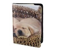 YUNWEIKEJI Labradors Petits Chiots Golden Retriever, Porte-Passeport Portefeuille de Voyage en Cuir PU Étui pour Passeport Couvre-Passeport 5,5 Pouces