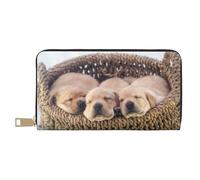 YUNWEIKEJI Labradors Petits Chiots Golden Retriever, Portefeuille de Grande capacité pour Hommes Femmes Portefeuilles Carte de crédit Portefeuille en Cuir Microfibre