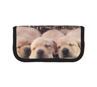 YUNWEIKEJI Labradors Petits Chiots Golden Retriever, Trousse à Crayons, Pochette à Crayons en Toile, Trousse à Crayons de Grande capacité, Trousse à cosmétiques
