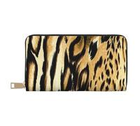 YUNWEIKEJI Léopard Lion Peau De Tigre Bringé en Fourrure, Portefeuille de Grande capacité pour Hommes Femmes Portefeuilles Carte de crédit Portefeuille en Cuir Microfibre