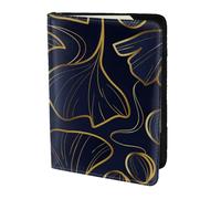YUNWEIKEJI Linéaire Doré Dégradé avec Feuilles De Ginkgo Biloba, Porte-Passeport Portefeuille de Voyage en Cuir PU Étui pour Passeport Couvre-Passeport 5,5 Pouces