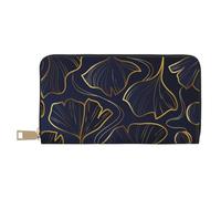 YUNWEIKEJI Linéaire Doré Dégradé avec Feuilles De Ginkgo Biloba, Portefeuille de Grande capacité pour Hommes Femmes Portefeuilles Carte de crédit Portefeuille en Cuir Microfibre
