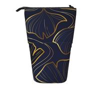 YUNWEIKEJI Linéaire Doré Dégradé avec Feuilles De Ginkgo Biloba, Trousse à Crayons télescopique, Porte-Crayon sur Pied avec Pochette à Crayons à Fermeture éclair, Sac à stylos