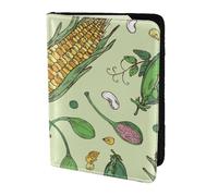 YUNWEIKEJI Maïs Pois Gousses Haricots Câpres, Porte-Passeport Portefeuille de Voyage en Cuir PU Étui pour Passeport Couvre-Passeport 5,5 Pouces