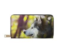 YUNWEIKEJI Malamute d'Alaska Bokeh Animaux Chiens Mignon, Portefeuille de Grande capacité pour Hommes Femmes Portefeuilles Carte de crédit Portefeuille en Cuir Microfibre