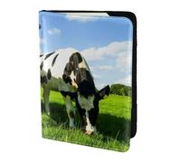 YUNWEIKEJI Manger des Vaches dans Les pâturages d'été, Porte-Passeport Portefeuille de Voyage en Cuir PU Étui pour Passeport Couvre-Passeport 5,5 Pouces