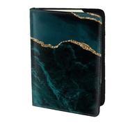 YUNWEIKEJI Marbre Émeraude Sarcelle L Et Scapes, Porte-Passeport Portefeuille de Voyage en Cuir PU Étui pour Passeport Couvre-Passeport 5,5 Pouces