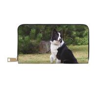 YUNWEIKEJI Mauvais Chien Border Collie, Portefeuille de Grande capacité pour Hommes Femmes Portefeuilles Carte de crédit Portefeuille en Cuir Microfibre