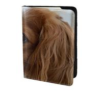 YUNWEIKEJI Mignon Cavalier King Charles Spaniel, Porte-Passeport Portefeuille de Voyage en Cuir PU Étui pour Passeport Couvre-Passeport 5,5 Pouces