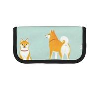 YUNWEIKEJI Mignon Chiot Shiba Inu, Trousse à Crayons, Pochette à Crayons en Toile, Trousse à Crayons de Grande capacité, Trousse à cosmétiques