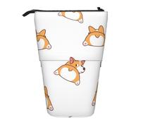 YUNWEIKEJI Mignon Corgi Cul, Trousse à Crayons télescopique, Porte-Crayon sur Pied avec Pochette à Crayons à Fermeture éclair, Sac à stylos