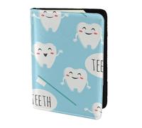 YUNWEIKEJI Mignon Dentiste Hygiéniste Dentaire Imprimer Bleu, Porte-Passeport Portefeuille de Voyage en Cuir PU Étui pour Passeport Couvre-Passeport 5,5 Pouces
