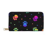 YUNWEIKEJI Modèle Animal d'empreinte de Patte Arc-en-Ciel, Portefeuille de Grande capacité pour Hommes Femmes Portefeuilles Carte de crédit Portefeuille en Cuir Microfibre