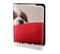 YUNWEIKEJI Modèle Cavalier King Charles Spaniel, Porte-Passeport Portefeuille de Voyage en Cuir PU Étui pour Passeport Couvre-Passeport 5,5 Pouces