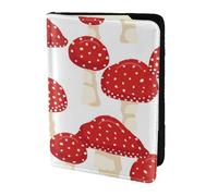 YUNWEIKEJI Modèle de Champignons Rouges Agaric Mouche, Porte-Passeport Portefeuille de Voyage en Cuir PU Étui pour Passeport Couvre-Passeport 5,5 Pouces