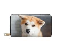 YUNWEIKEJI Modèle de Chien Akita Japonais, Portefeuille de Grande capacité pour Hommes Femmes Portefeuilles Carte de crédit Portefeuille en Cuir Microfibre