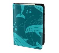 YUNWEIKEJI Modèle de Dauphins, Porte-Passeport Portefeuille de Voyage en Cuir PU Étui pour Passeport Couvre-Passeport 5,5 Pouces
