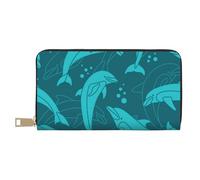 YUNWEIKEJI Modèle de Dauphins, Portefeuille de Grande capacité pour Hommes Femmes Portefeuilles Carte de crédit Portefeuille en Cuir Microfibre