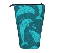 YUNWEIKEJI Modèle de Dauphins, Trousse à Crayons télescopique, Porte-Crayon sur Pied avec Pochette à Crayons à Fermeture éclair, Sac à stylos