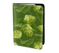 YUNWEIKEJI Modèle De Houblon Et De Feuilles Vertes, Porte-Passeport Portefeuille de Voyage en Cuir PU Étui pour Passeport Couvre-Passeport 5,5 Pouces