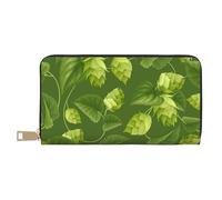 YUNWEIKEJI Modèle De Houblon Et De Feuilles Vertes, Portefeuille de Grande capacité pour Hommes Femmes Portefeuilles Carte de crédit Portefeuille en Cuir Microfibre