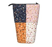 YUNWEIKEJI Modèles de terrazzo vectoriels sans Couture, Trousse à Crayons télescopique, Porte-Crayon sur Pied avec Pochette à Crayons à Fermeture éclair, Sac à stylos