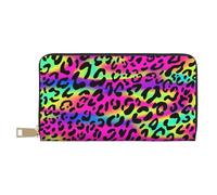 YUNWEIKEJI Motif géométrique Abstrait néon Lumineux, Portefeuille de Grande capacité pour Hommes Femmes Portefeuilles Carte de crédit Portefeuille en Cuir Microfibre