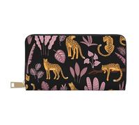 YUNWEIKEJI Motif Tropical léopard, Portefeuille de Grande capacité pour Hommes Femmes Portefeuilles Carte de crédit Portefeuille en Cuir Microfibre