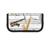 YUNWEIKEJI Notes de Musique Saxophones, Trousse à Crayons, Pochette à Crayons en Toile, Trousse à Crayons de Grande capacité, Trousse à cosmétiques