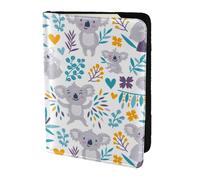 YUNWEIKEJI Ours Koala Mignons et Fleurs, Porte-Passeport Portefeuille de Voyage en Cuir PU Étui pour Passeport Couvre-Passeport 5,5 Pouces