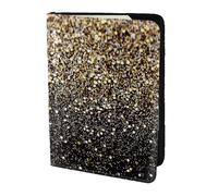 YUNWEIKEJI Paillettes dorées Points dorés Noirs, Porte-Passeport Portefeuille de Voyage en Cuir PU Étui pour Passeport Couvre-Passeport 5,5 Pouces