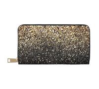 YUNWEIKEJI Paillettes dorées Points dorés Noirs, Portefeuille de Grande capacité pour Hommes Femmes Portefeuilles Carte de crédit Portefeuille en Cuir Microfibre